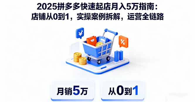 2025拼多多快速起店月入5万指南：店铺从0到1，实操案例拆解，运营全链路-搞钱利器