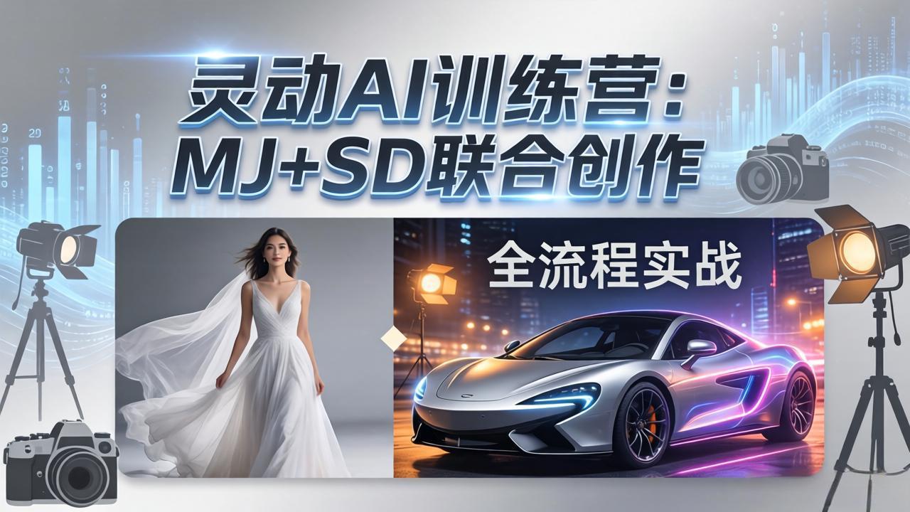 灵动AI训练营-3.0课程：MJ+SD联合创作，从婚纱大片到汽车广告，摄影后期全流程实战-搞钱利器