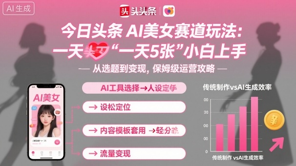 今日头条AI美女赛道玩法，一天轻松5张，小白轻松上手-搞钱利器