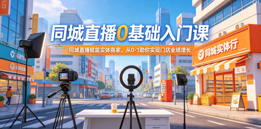 同城直播0基础入门课，同城直播赋能实体商家，从0-1助你实现门店业绩增长-搞钱利器