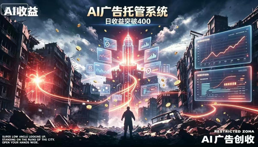 AI智能广告，全自动化运行，单日可达400+，小白新手0基础上手【揭秘】-搞钱利器