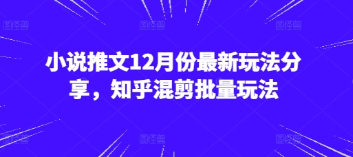小说推文12月份最新玩法分享，知乎混剪批量玩法-搞钱利器