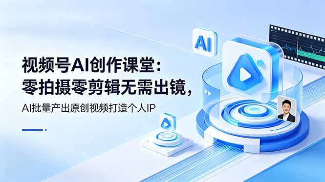 视频号AI创作课堂：零拍摄零剪辑无需出镜，AI批量产出原创视频打造个人IP-搞钱利器