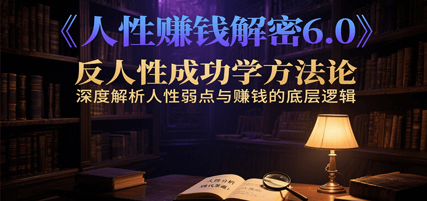 人性赚钱解密6.0，反人性成功学方法论，深度解析人性弱点与赚钱的底层逻辑-搞钱利器