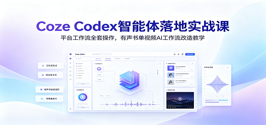 Coze Codex智能体落地实战课：平台工作流全套操作，有声书单视频AI工作流改造教学-搞钱利器