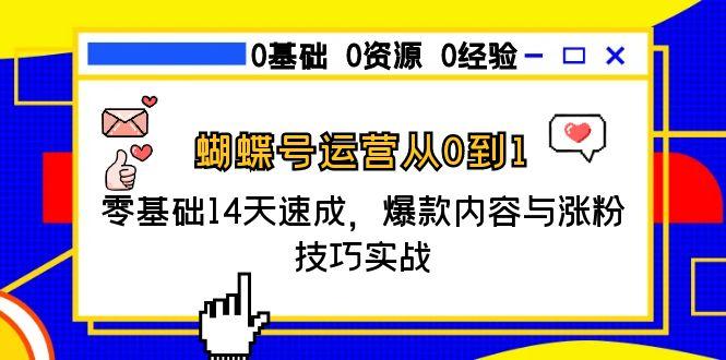 蝴蝶号运营从0到1，零基础14天速成，爆款内容与涨粉技巧实战-搞钱利器