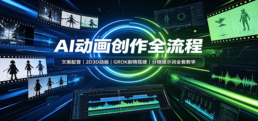 AI动画创作全流程：文案配音，2D3D动画，GROK剧情搭建，分镜提示词全套教学-搞钱利器