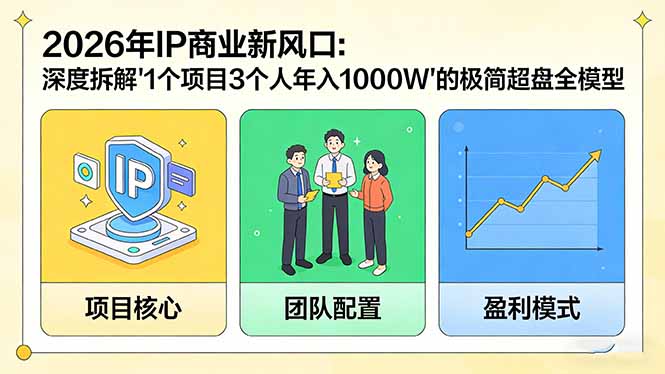 2026年IP商业新风口：深度拆解“1个项目3个人年入1000W”的极简超盘全模型-搞钱利器