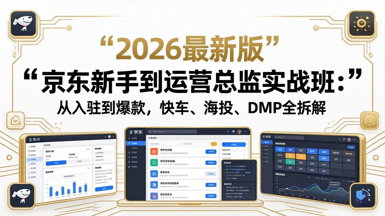 京东新手到运营总监实战班：从入驻到爆款，快车、海投、DMP全拆解，2026最新版-搞钱利器