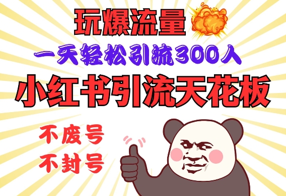 小红书引流天花板，玩爆流量，一天轻松引流300人，安全操作-搞钱利器
