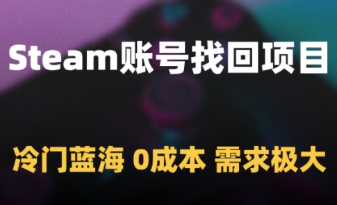 Steam账号找回项目，冷门蓝海，0成本，需求极大-搞钱利器