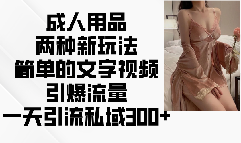 成人用品两种新玩法，简单的文字视频引爆流量，一天引流私域300+-搞钱利器