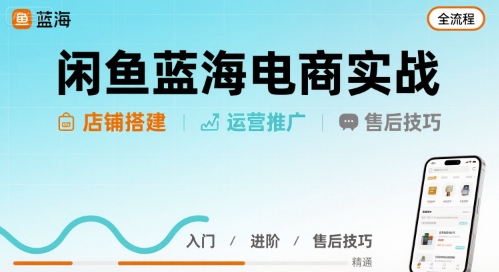 闲鱼蓝海电商实战，店铺搭建运营售后全流程-搞钱利器