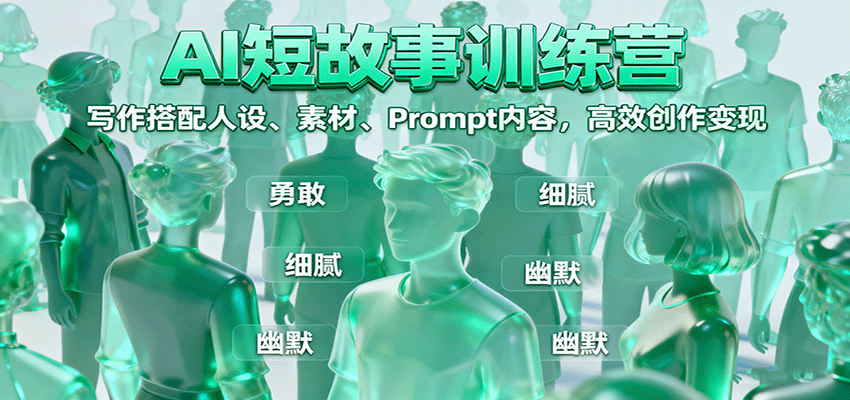 AI短故事训练营：写作搭配人设、素材、Prompt内容，高效创作变现-搞钱利器