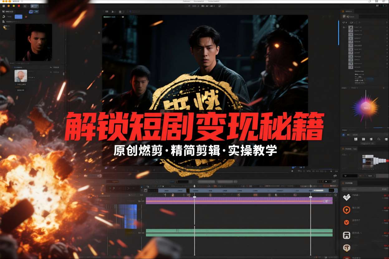 短剧拉新之原创燃剪精简剪辑实操课,解锁短剧变现秘籍-搞钱利器