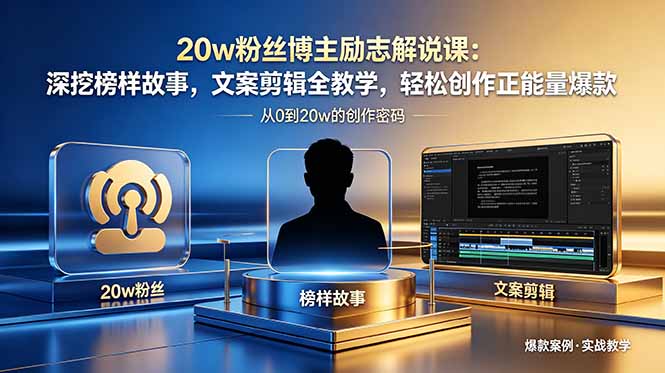 20w粉丝博主励志解说课：深挖榜样故事，文案剪辑全教学，轻松创作正能量爆款-搞钱利器