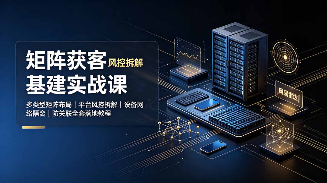 矩阵获客基建实战课：多类型矩阵布局｜平台风控拆解｜设备网络隔离｜防关联全套落地教程-搞钱利器