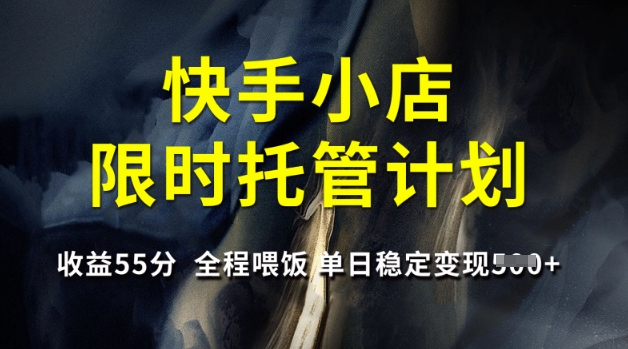快手小店限时托管计划，收益55分，全程喂饭，单日稳定变现5张【揭秘】-搞钱利器