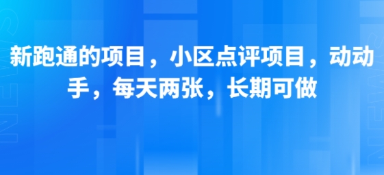 新跑通的项目，小区点评项目，动动手，每天两张，长期可做-搞钱利器