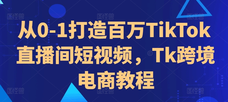 从0-1打造百万TikTok直播间短视频，Tk跨境电商教程-搞钱利器