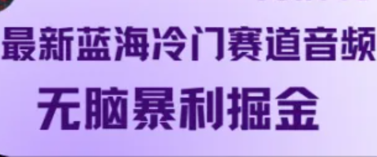 最新蓝海冷门赛道音频，无脑暴利掘金-搞钱利器