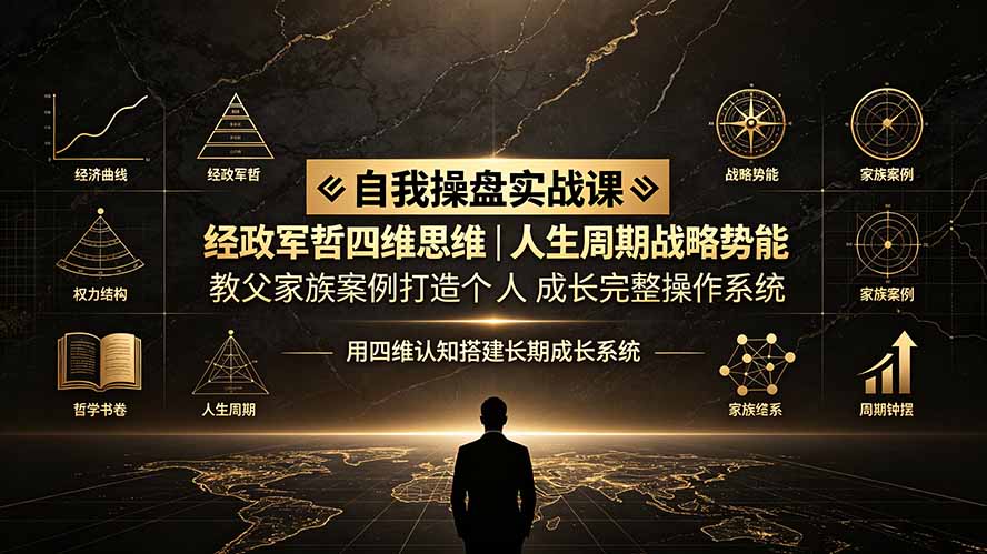 自我操盘实战课：经政军哲四维思维｜人生周期战略势能｜教父家族案例打造个人成长完整操作系统-搞钱利器