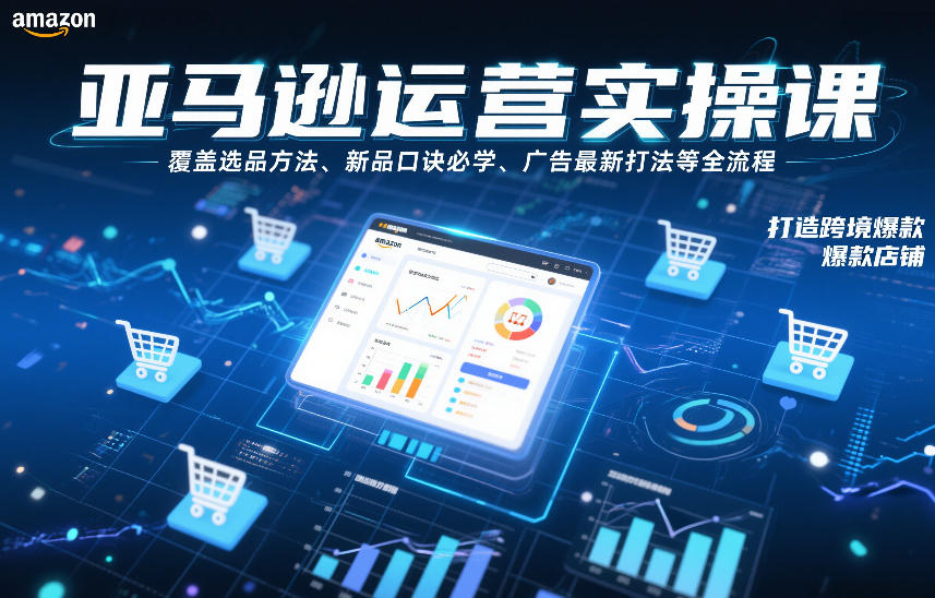亚马逊运营实操课，覆盖选品方法、新品口诀必学、广告最新打法等全流程，打造跨境爆款店铺(更新6月)-搞钱利器
