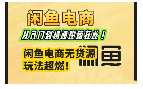 闲鱼电商实战课，从入门到精通秘籍在此，闲鱼电商无货源玩法超燃!-搞钱利器