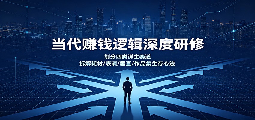 当代赚钱逻辑深度研修：划分四类谋生赛道，拆解耗材/表演/垂直/作品集生存心法-搞钱利器