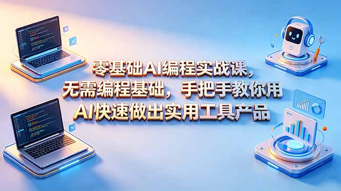 零基础AI编程实战课-更新，无需编程基础，手把手教你用AI快速做出实用工具产品-搞钱利器