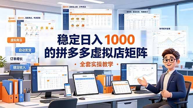稳定日入 1000 的拼多多虚拟店矩阵，全套实操教学-搞钱利器