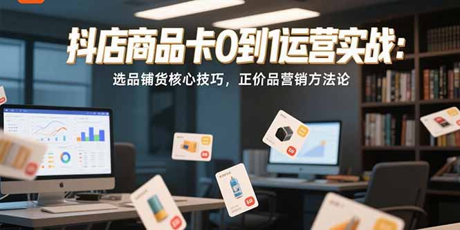 抖店商品卡0到1运营实战：选品铺货核心技巧，正价品营销方法论-搞钱利器
