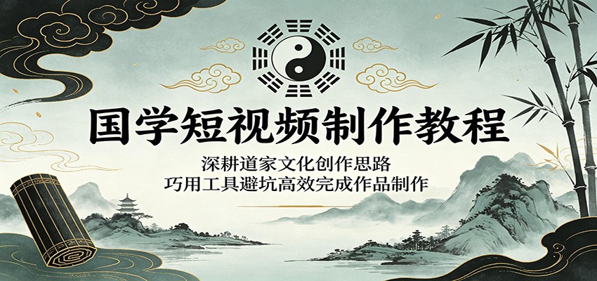 国学短视频制作教程：深耕道家文化创作思路，巧用工具避坑高效完成作品制作-搞钱利器