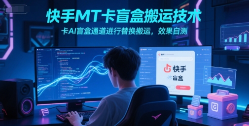 快手MT卡盲盒搬运技术，卡AI盲盒通道进行替换搬运，效果自测-搞钱利器