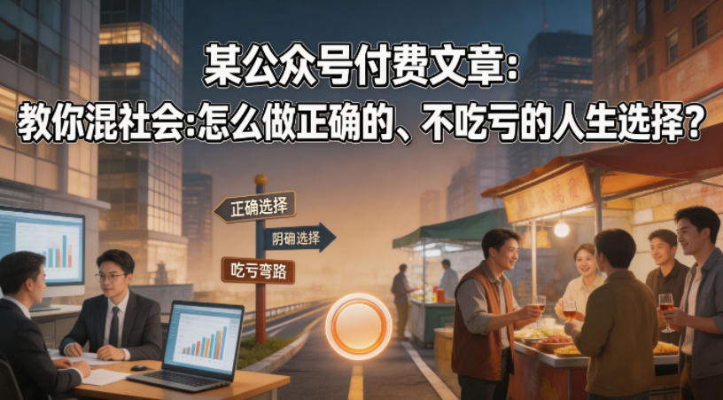 某公众号付费文章：教你混社会：怎么做正确的、不吃亏的人生选择？-搞钱利器
