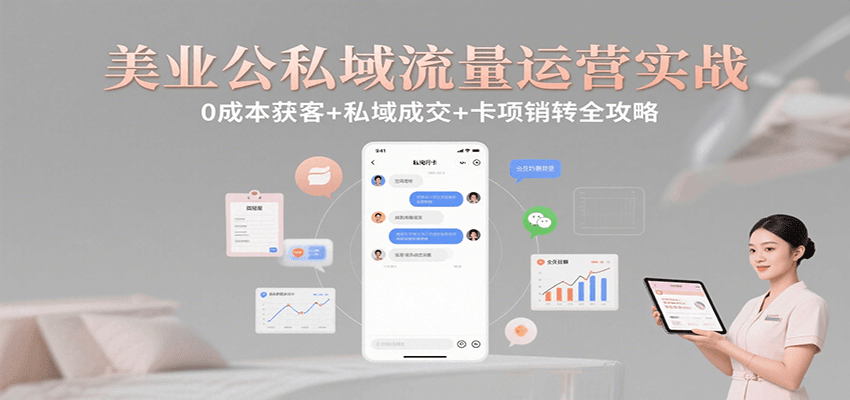 美业公私域流量运营实战：0成本获客+私域成交+卡项销转全攻略-搞钱利器