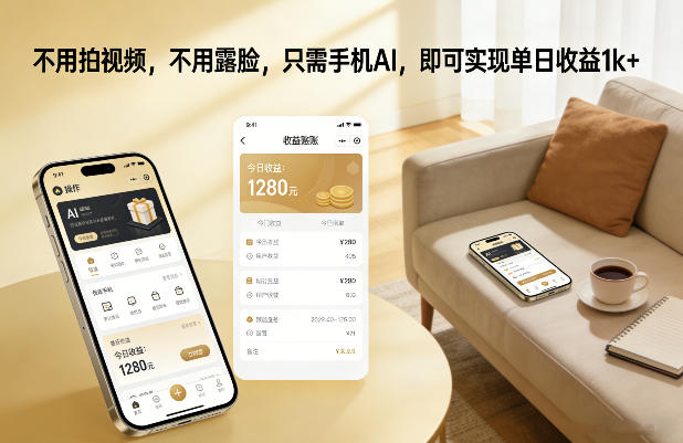 不用拍视频,不用露脸,只需手机AI,即可实现单日收益1k+【揭秘】-搞钱利器