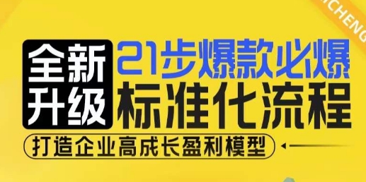 21步爆款必爆标准化流程，全新升级，打造企业高成长盈利模型-搞钱利器