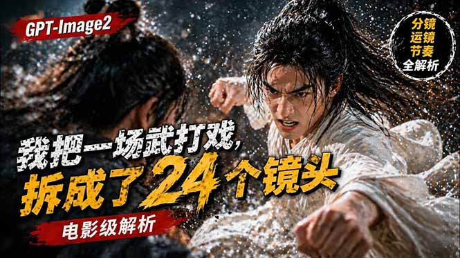 用GPT-Image2，把一段武打对决拆成24个连续镜头，从人物建立、动作衔接、运镜节奏，到情绪爆发-搞钱利器