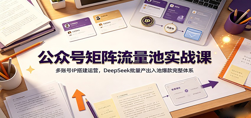 公众号矩阵流量池实战课：多账号IP搭建运营，DeepSeek批量产出入池爆款完整体系-搞钱利器