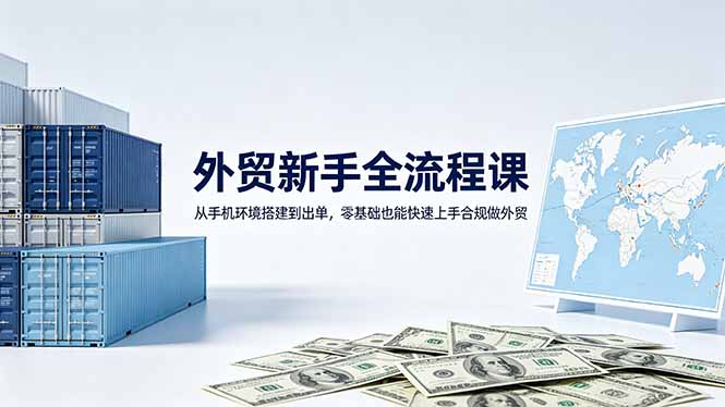 外贸新手全流程课：从手机环境搭建到出单，零基础也能快速上手合规做外贸-搞钱利器