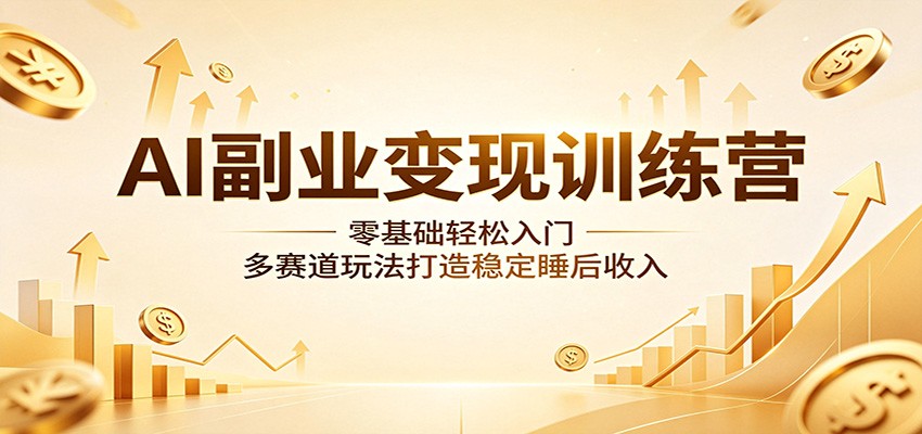 AI副业变现训练营：零基础轻松入门，多赛道玩法打造稳定睡后收入-搞钱利器