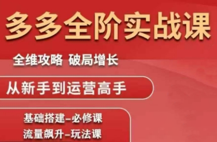 大炮·拼多多全阶实战课程(更新10月)-搞钱利器