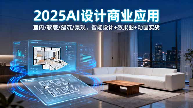 2025AI设计商业应用：室内/软装/建筑/景观，智能设计+效果图+动画实战-搞钱利器