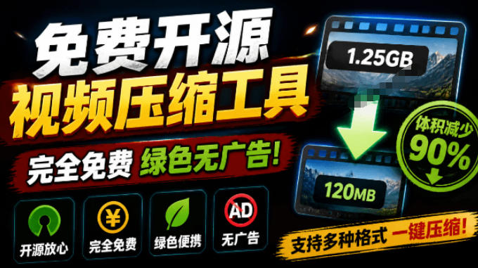 Github开源视频压缩瘦身工具，轻松压缩90%，并保持画质清晰，完全免费绿色无广告！VideoSlim-搞钱利器