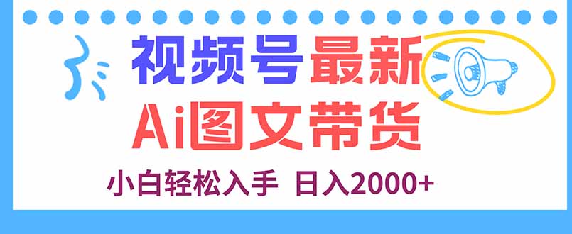 视频号最新AI图文带货，每天几分钟，小白轻松入手，日入2000+-搞钱利器