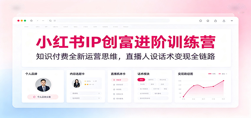 小红书IP创富进阶训练营：知识付费全新运营思维，直播人设话术变现全链路-搞钱利器