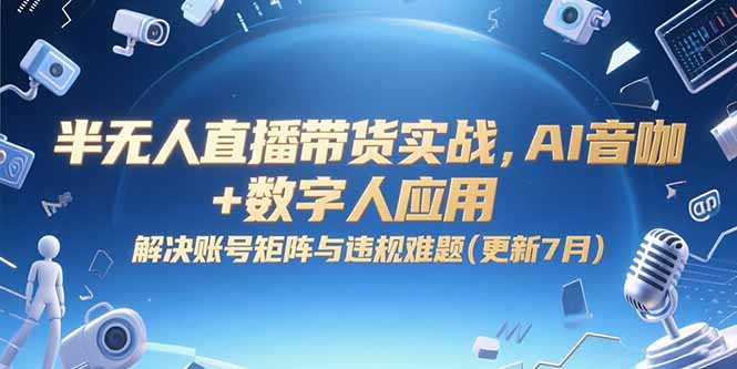 半无人直播带货实战，AI音咖+数字人应用 解决账号矩阵与违规难题(更新7月-搞钱利器