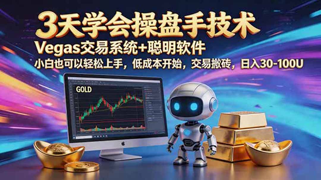 三天学会操盘手技术，vegas技术+聪明软件，小白也可以轻松上手，日入500+-搞钱利器