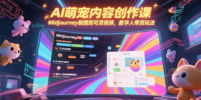 AI萌宠内容创作课，Midjourney制图到可灵视频，数字人带货玩法-搞钱利器